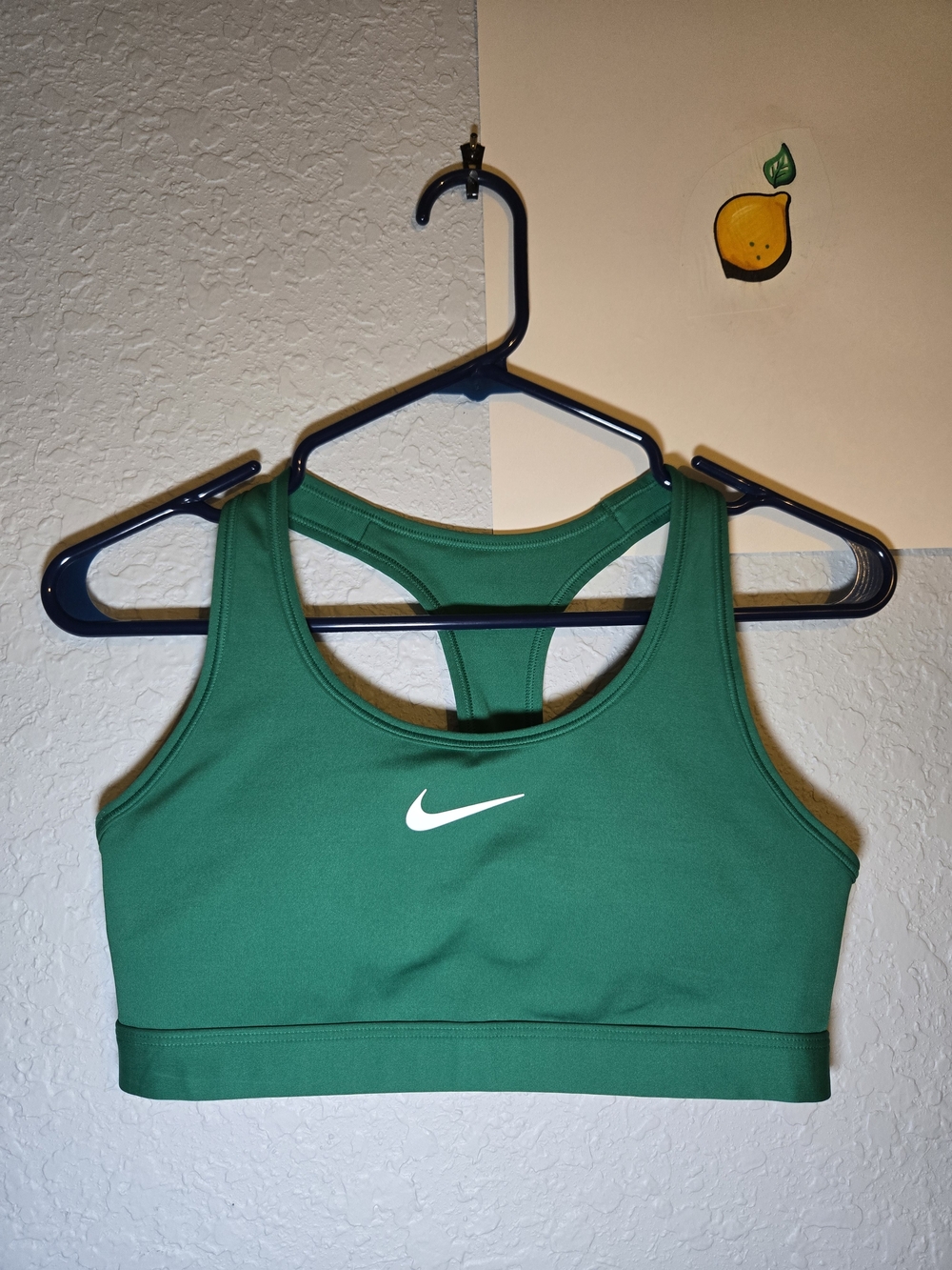 Nike Women's Green Racerback Sports Bra with White Swoosh
